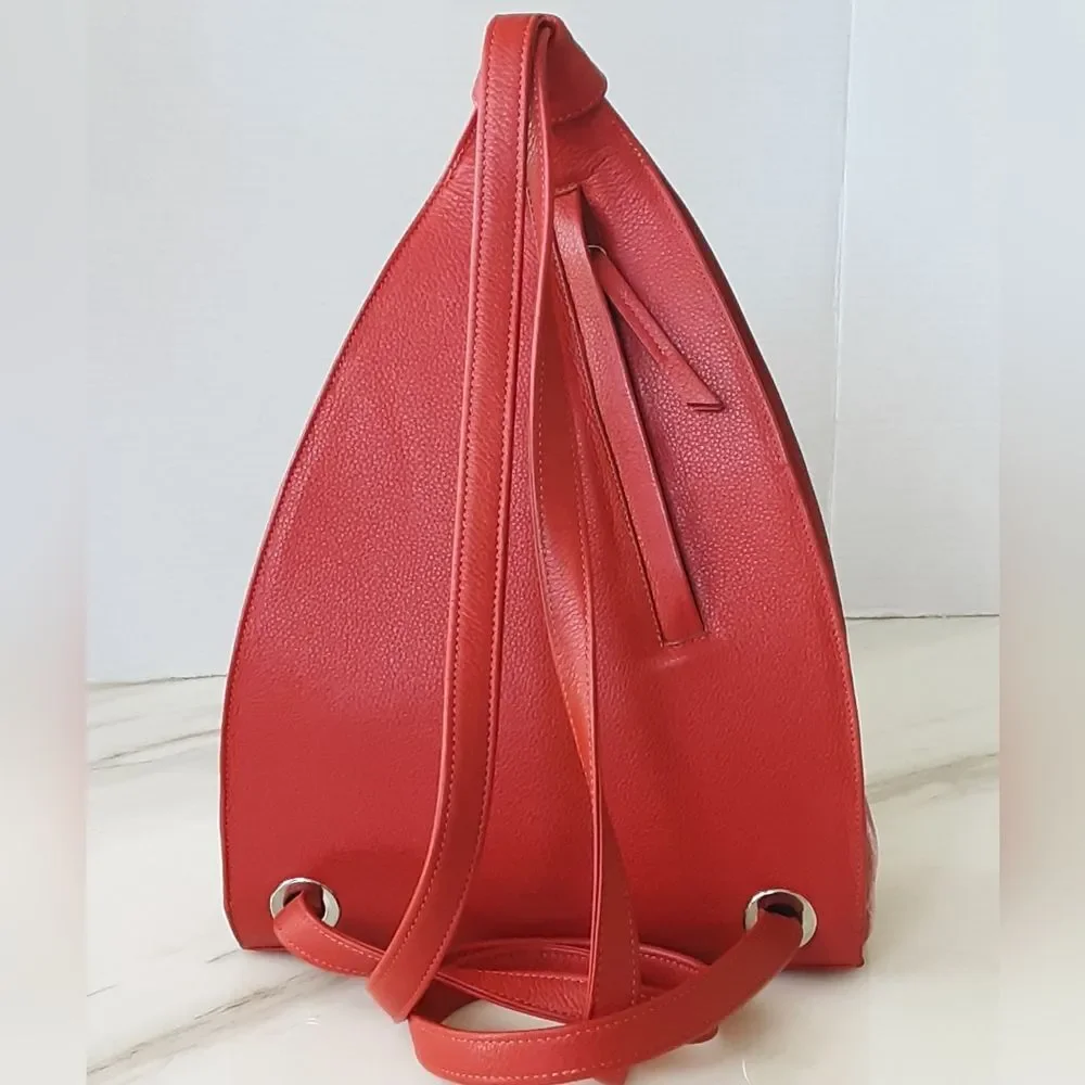 CASA LOPEZ The Cartera Minna Orange Genuine Leather Sling Backpack